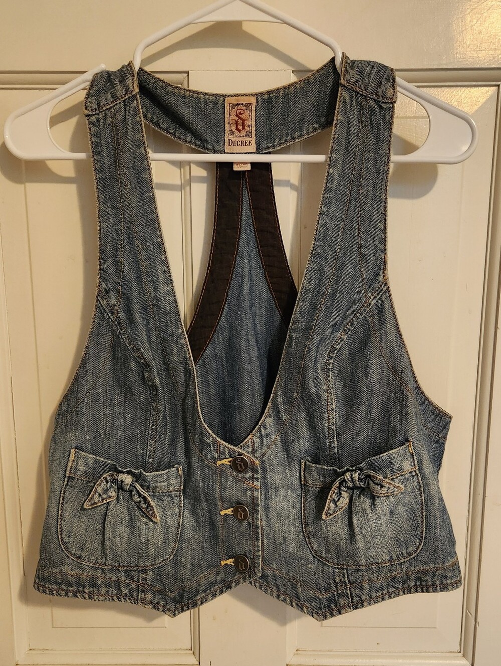 Decree Women's Denim Vest - Light Blue with ,size Xl